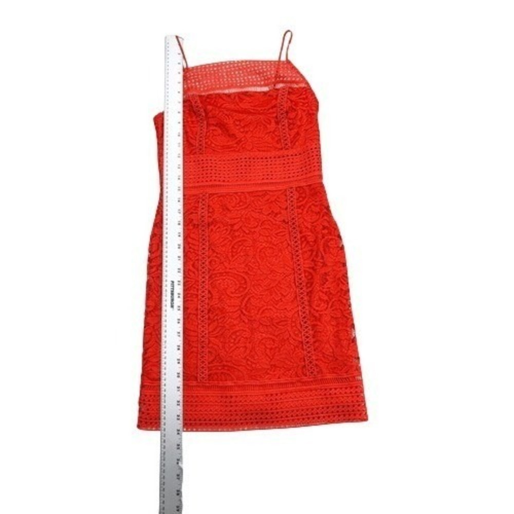Topshop Tomato Red Lace Spaghetti Strap Bodycon Cocktail Dress Size 6 - Picture 3 of 7